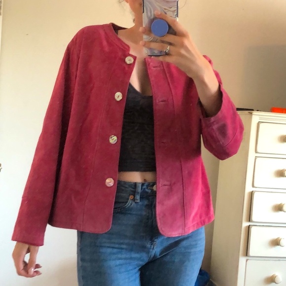 Vintage Pink Leather Jacket - Picture 1 of 6